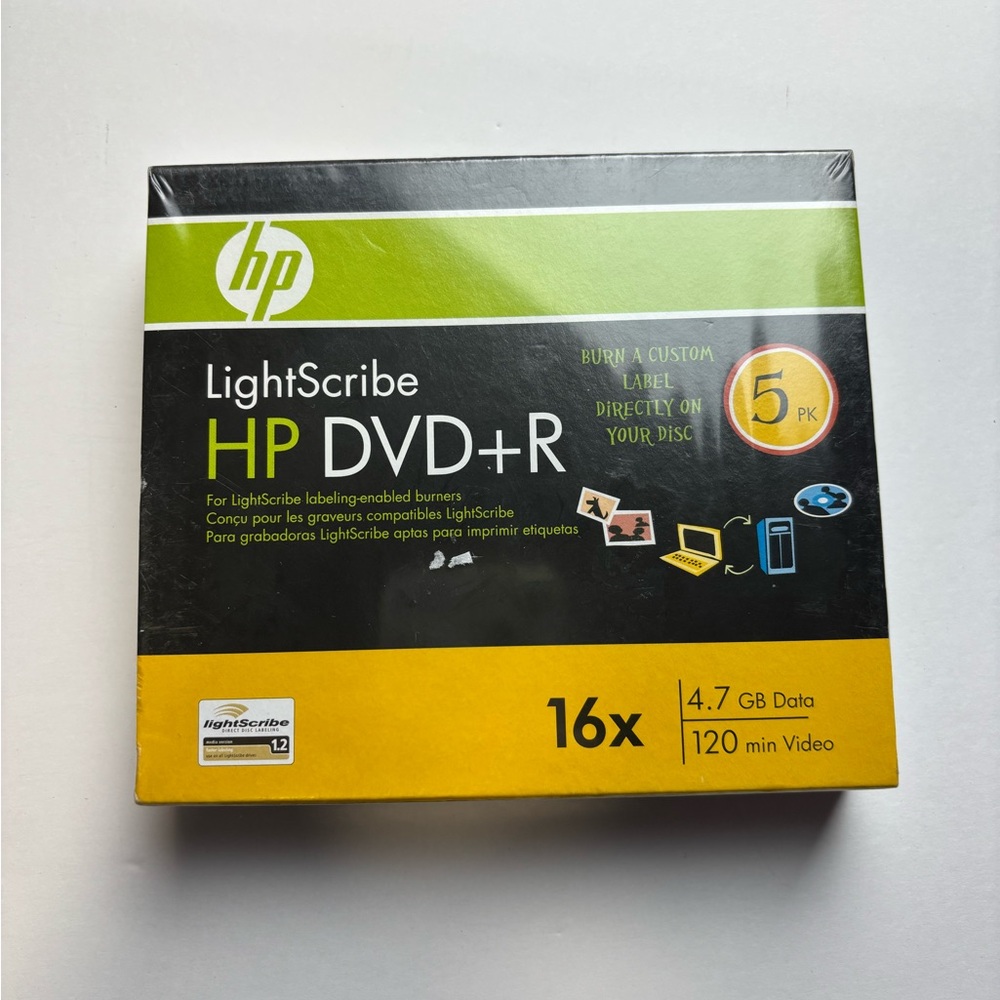HP Lightscribe‎ DVD-R 4.7GB 120min Video 16x Sealed 5 Pack Box